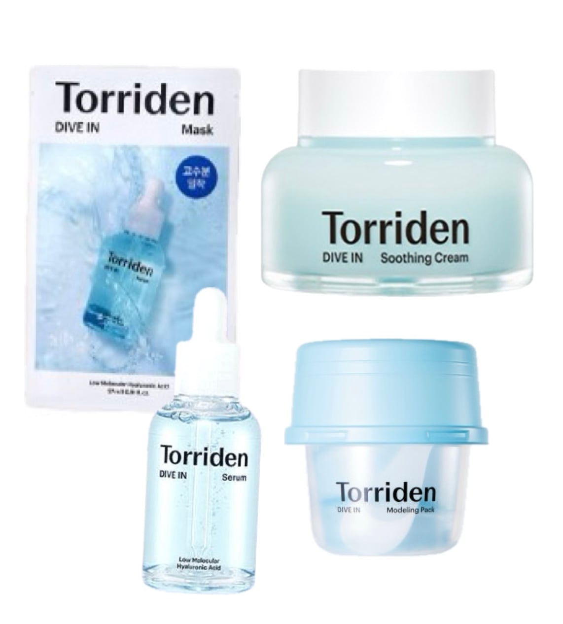 ダイブインセラム 50ml + ダイブインマスク 6枚 + ダイブインスージングクリーム 100ml + オールインワンモデリング (ヒアルロン酸 パック)