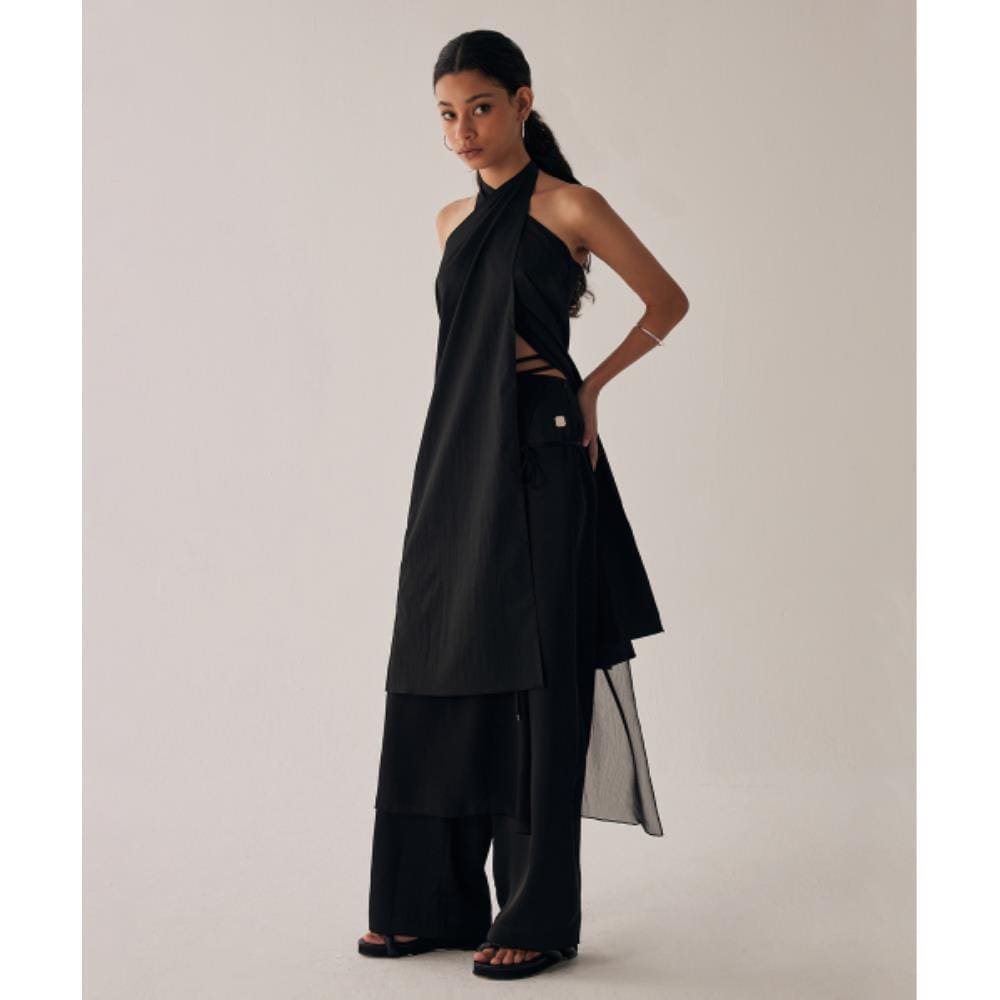 TREEMINGBIRD Layered Scarf Wrap Black TMB246OP801_70