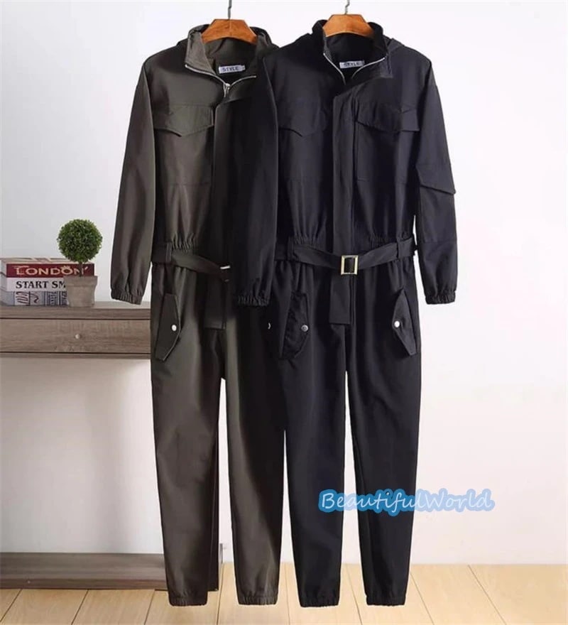 ツナギ メンズ カバーオール ジャンプスーツ オールインワン サロペット オーバーオール バイカー ツーリング 春 夏 秋 冬 ストリートアメカジ 作業服 お洒落24bdk74