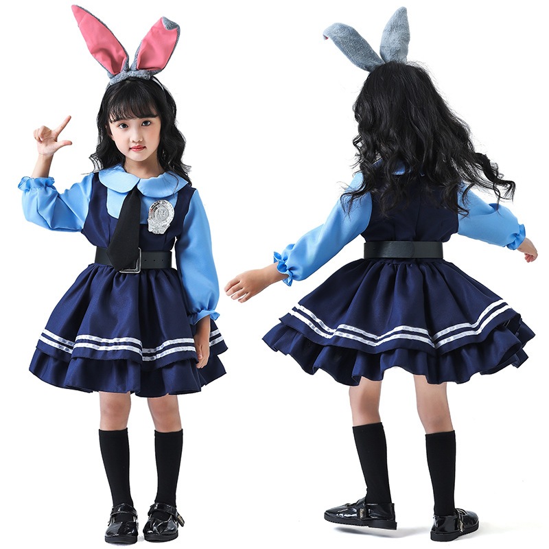 ハロウィーン衣装狂った動物城男女親子ジュディウサギ じょけいさつcos服カップル舞台服セット