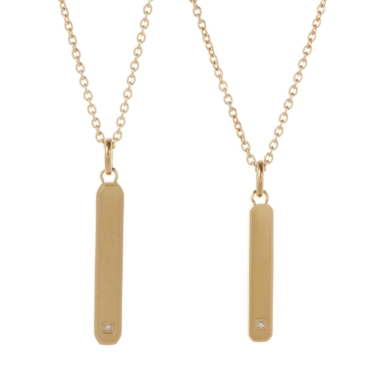 ペアネックレス st サージカルステンレス316L ダイヤモンド ゴールド バー ペンダント お揃い 金属アレルギー対応