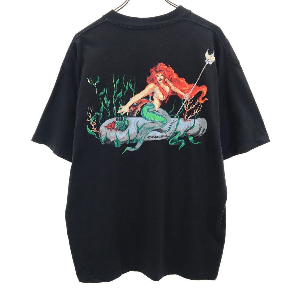 90s 日本製 オールド バックプリント 半袖 Tシャツ LL ブラック メンズ