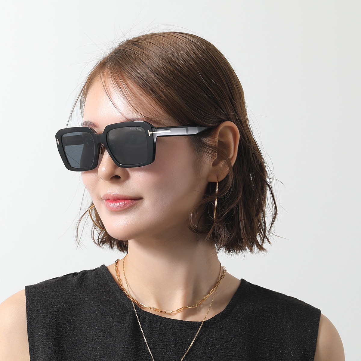 TOM FORD トムフォード サングラス TF1164-K FT1164-K レディース スクエア型 セルフレーム フルリム クリングスタイプ アジアンフィット 01A