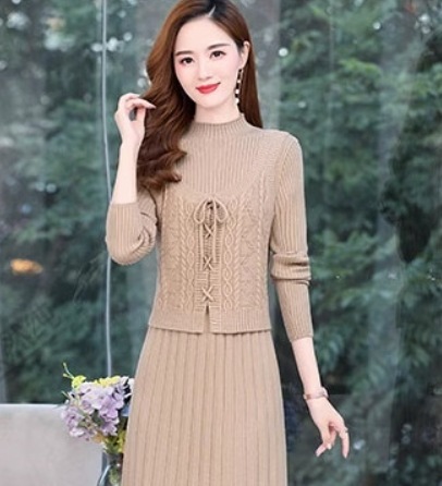 ワンピース デート モテアイテム ロングワンピース 長袖 ベスト ニット 大人可愛い きれいめ 上品 おしゃれ かっこいい 大人可愛い ラブリー キュート ガーリー クール モード系 セクシー