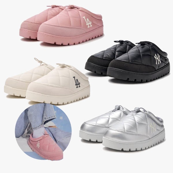 MLB Korea プラッシュキルティング ミュールパディングスリッパダウンブーツ