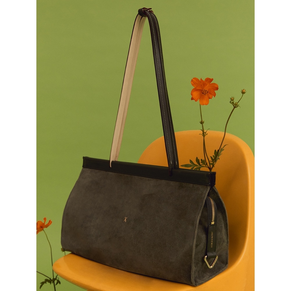 JOSEPH & STACEY ダイアナ スエード ショルダーバッグ M カーキ