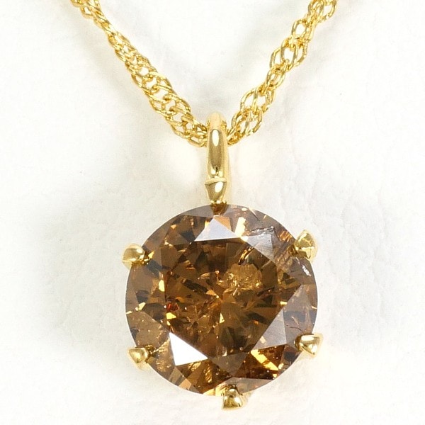 K18 18金 YG ネックレス ブラウンダイヤ 0.5 中古