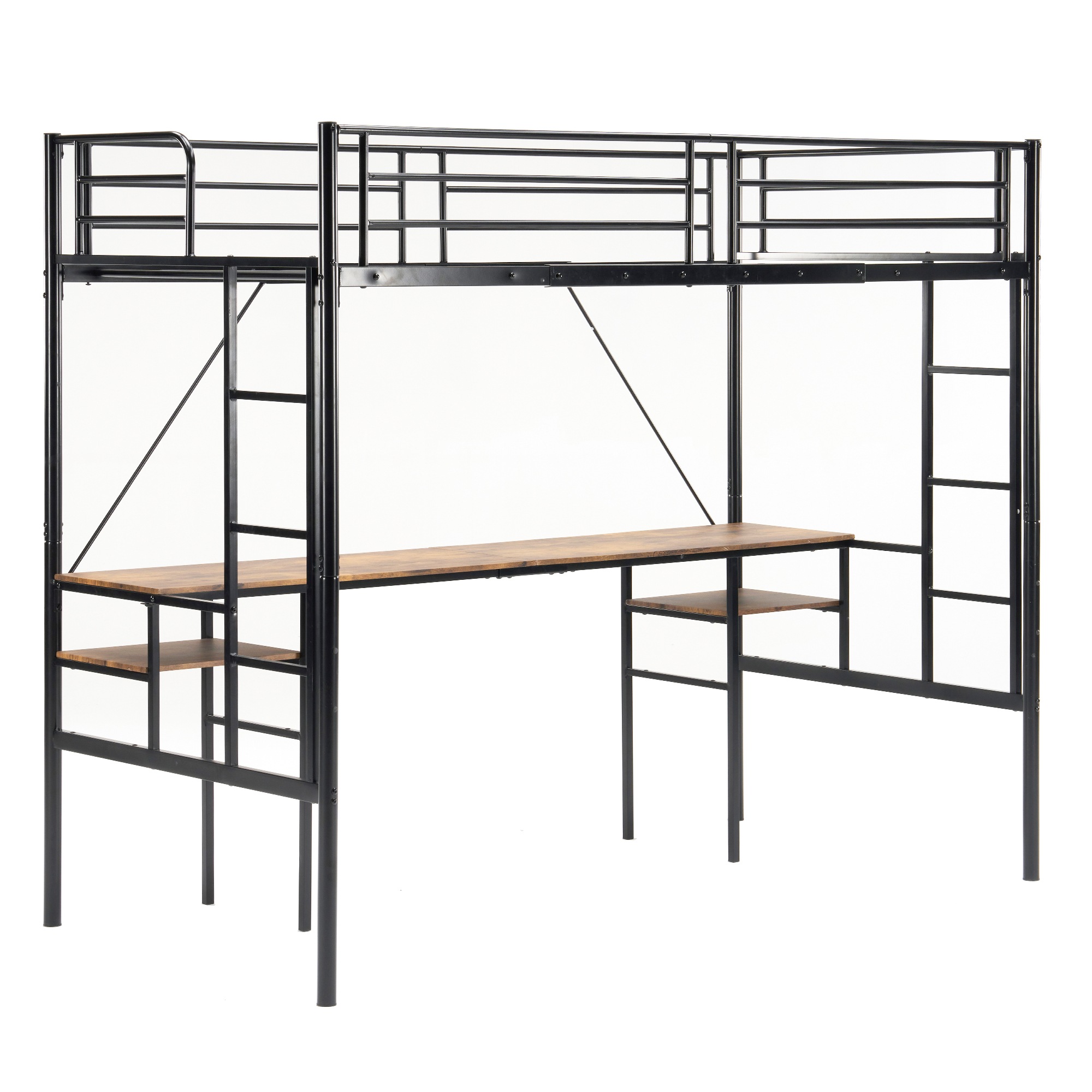 【国内へ発送&送·料·無·料】182【元SKU：WF309901BAA】システムベット ロフトベッド シングル デスク付き ラック棚付き ハシゴ階段 耐荷重150kg 高さ170cm 北欧風 二段ベッ