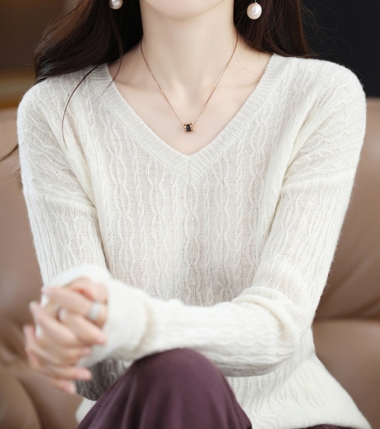 長袖ニットセーター プルオーバートップス 冬ニットセーター カジュアルトップス カラバリ豊富 トップス セーター プルオーバー オールインワン 袖あり 長袖 Vネック ふわふわ ニット かわいい