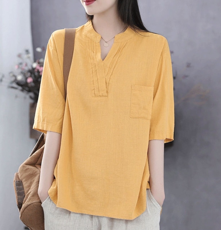 トップス デート モテアイテム ブラウス カットソー 五分袖 Vネック 可愛い きれいめ 上品 おしゃれ かっこいい 可愛い ラブリー キュート ガーリー クール モード系 セクシー