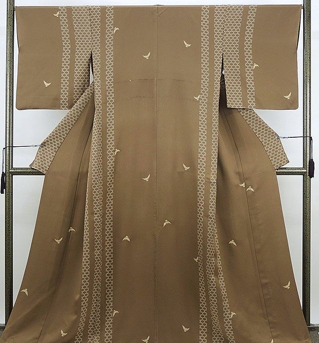 単衣 小紋 正絹 単衣 鳩籠目模様 小紋 リサイクル 着物