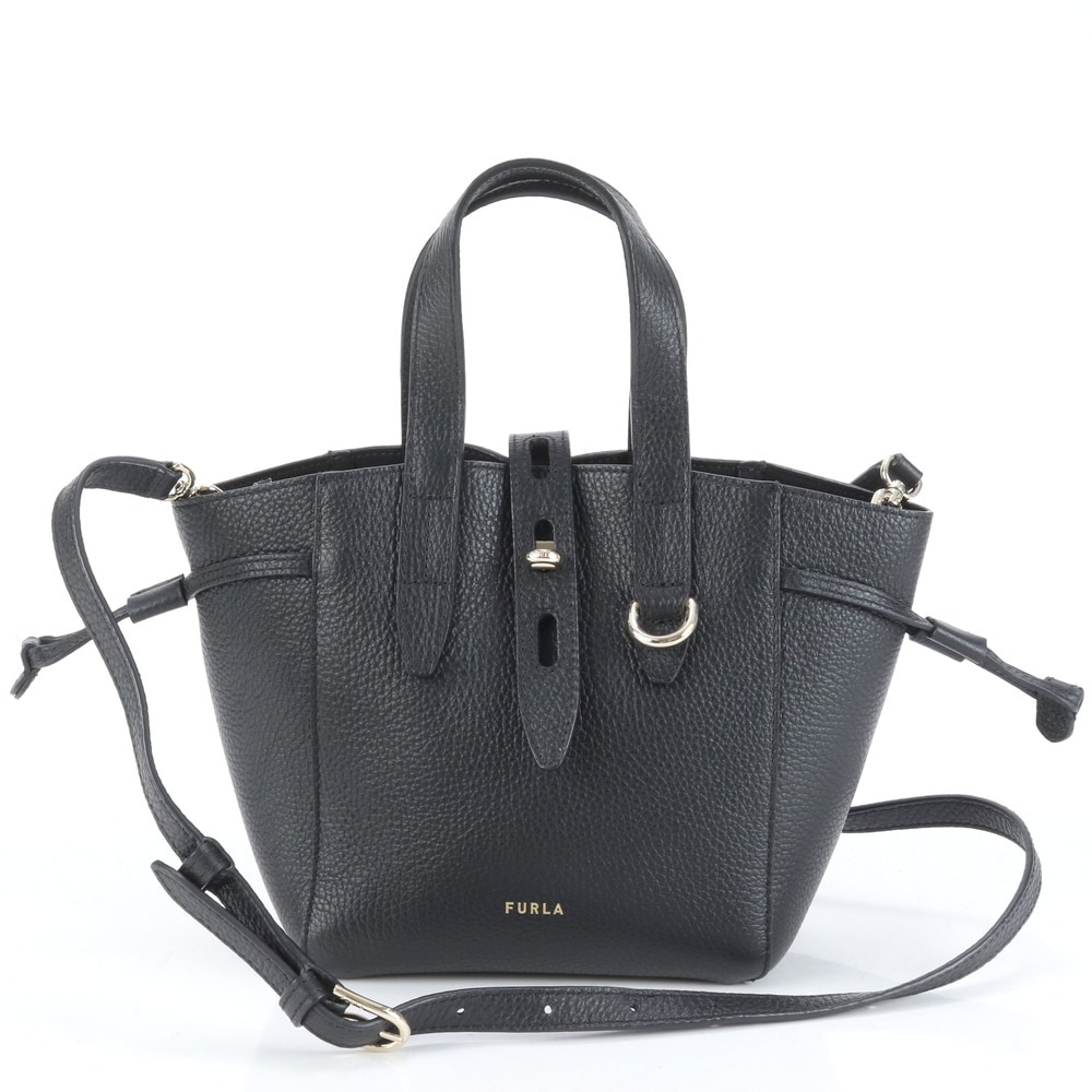 新品同様 HSF000 レザー 2WAY ショルダーバッグ 斜め掛け ハンド トート ブラック 黒 レディース EEE CQ8-6 中古