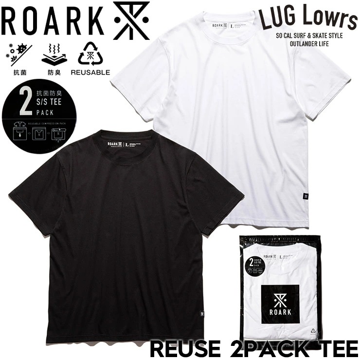 ROARK ロアーク Tシャツ メンズ 半袖Tシャツ 2枚セット パックT 無地Tシャツ 抗菌 防臭 コットンTシャツ REUSE 2PACK TEE RTJPK1200-BSC 26SP 日本代理店