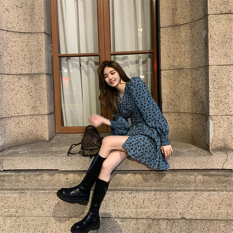 21ニュースタイル ワンピース 快適である フレンチスタイル Vネック オシャレ フラワー 大人のカジュアルアイテム韓国ファッション 春 ミニスカート 大人気 長袖 スリム シフォン レトロ 秋 プリント 柄ワンピ 予約販売 本 Vivalafocaccia Com