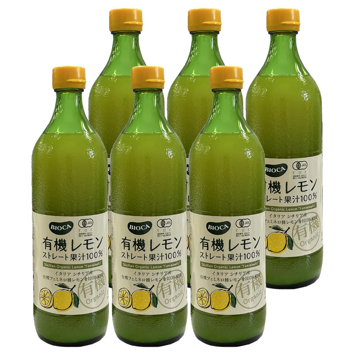 【全国送料無料】 ビオカ エナジードリンク 有機レモン ストレート 果汁100% 700ml ×6本セット