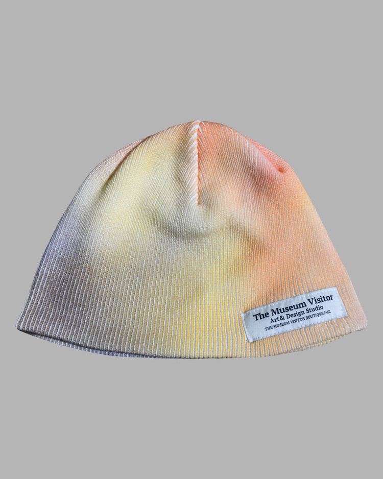 【THE MUSEUM VISITOR】 LOGO STITCHED SPRAY PRINTED BEANIE : ORANGE