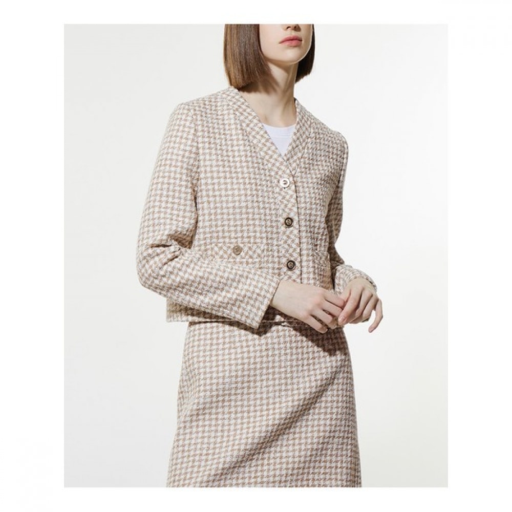[リスト] 千鳥格子Vネックツイードジャケット (価格:368,000ウォン)