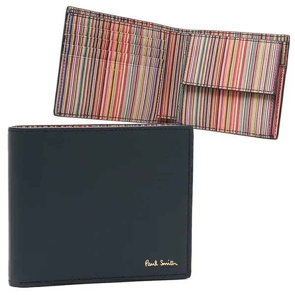 二つ折り財布 マルチストライプ ネイビー メンズ PAUL SMITH M1A4833BMULTI 43