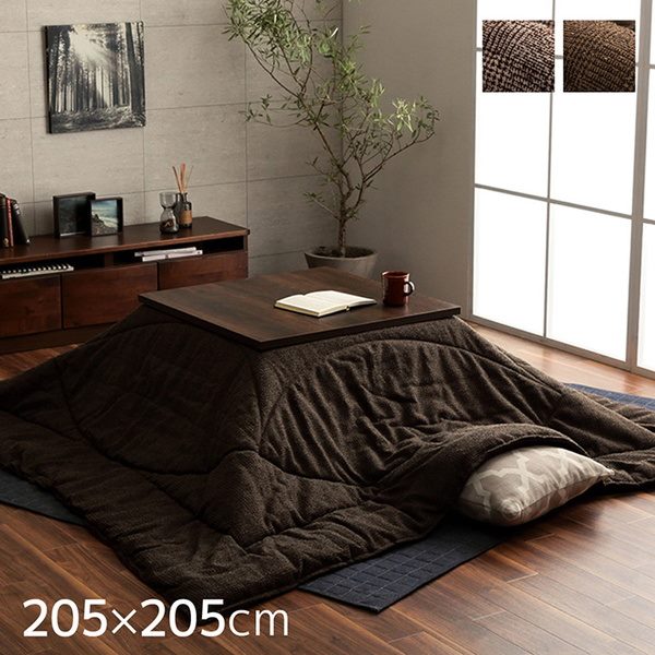 こたつ布団 掛けふとん 正方形 205x205cm 薄掛け おしゃれ ツイード調 裏地フランネル