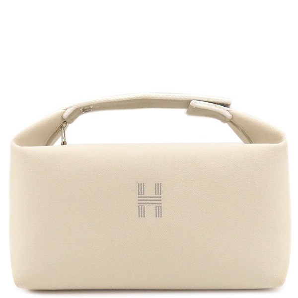 エルメス HERMES ポーチ ブリッド ア ブラック GM コットン ナチュラル シルバー金具 アイボリー ハンドバッグ バニティバッグ 【中古】