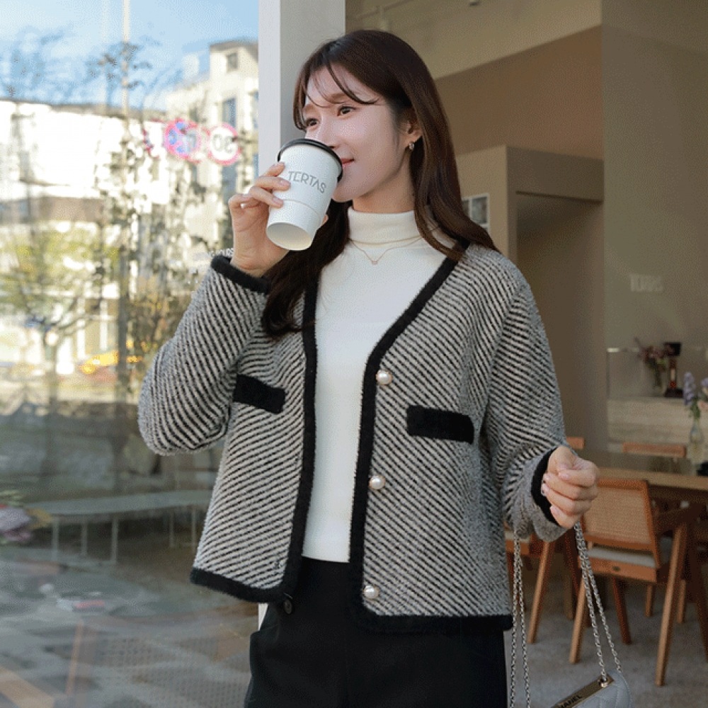 クリック＆ファニートニパールミンクカーディガン