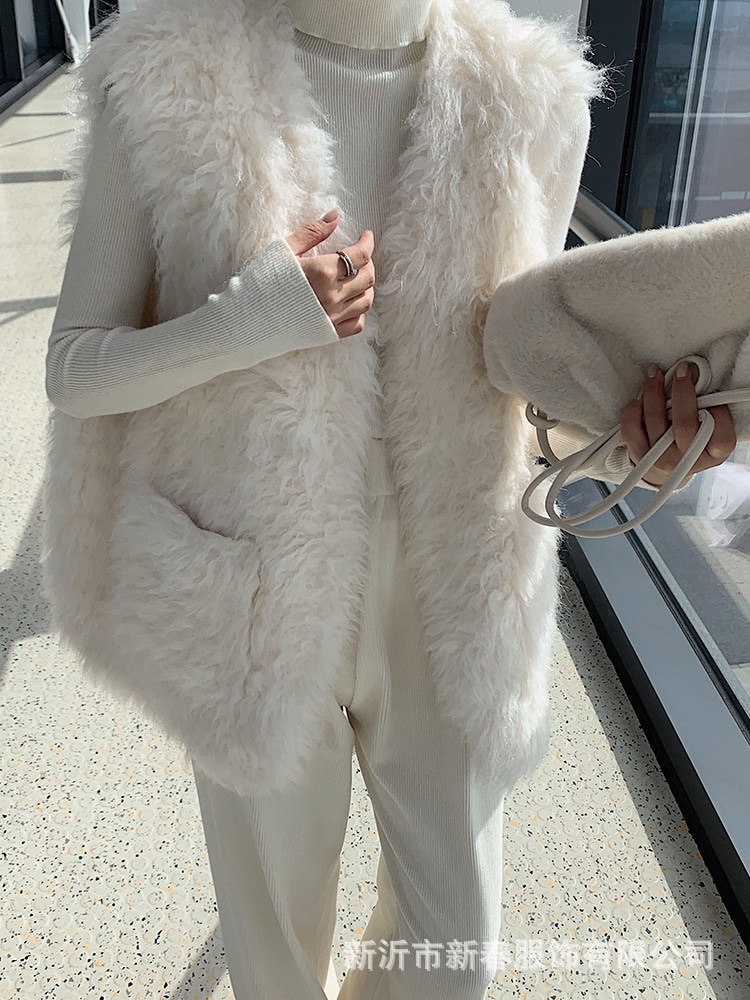 女性用ラムファーベスト2025秋冬海寧新毛皮ワンピースヤングスタイルベストベストジャケットトレンディ