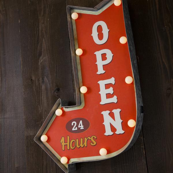 看板 インテリア 照明 LED ライト サイン 矢印 OPEN オープン 店舗 ショップ 看板灯 おしゃれ オブジェ 室内 屋内 電池式 壁掛け アメリカ