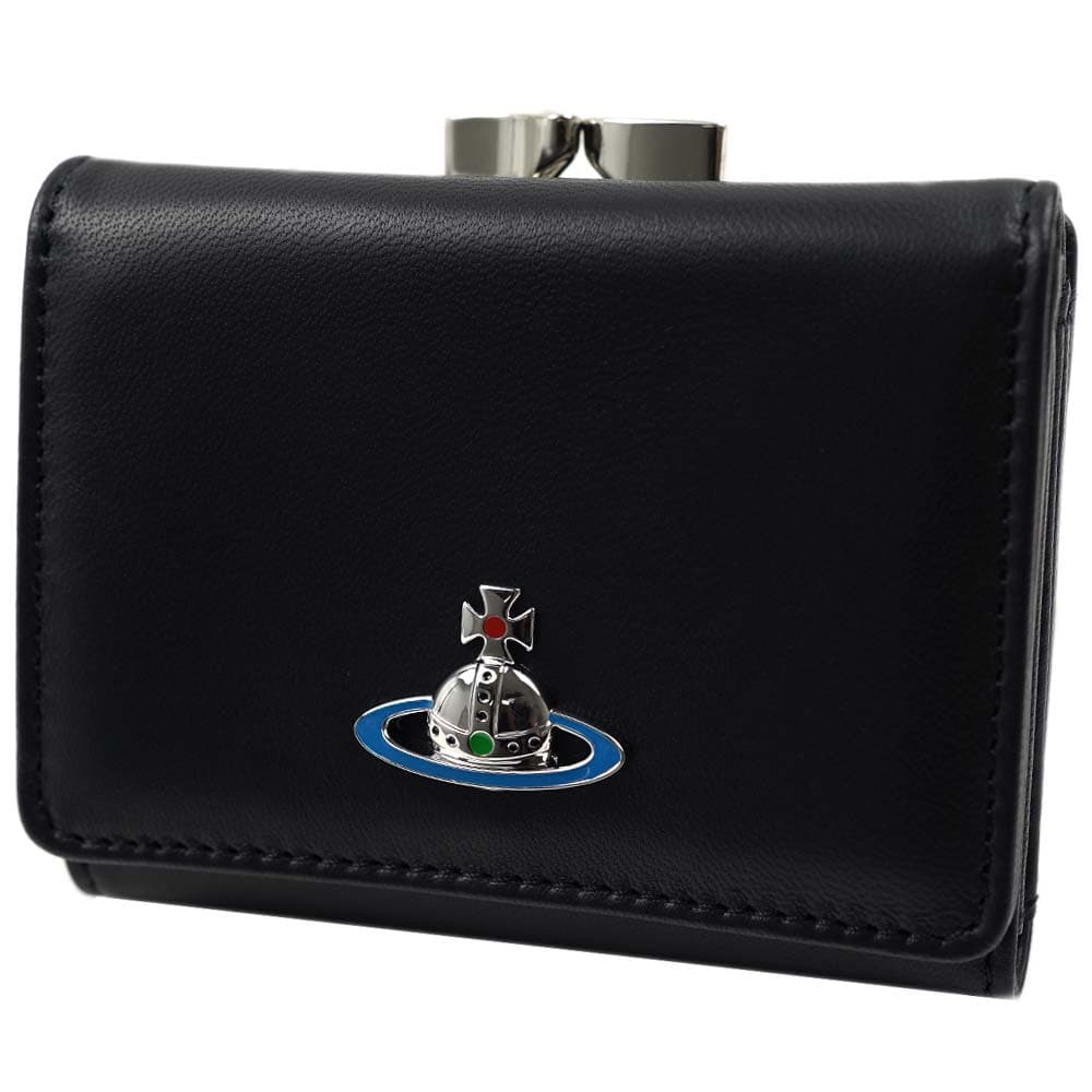 ヴィヴィアンウエストウッド 財布 Vivienne Westwood レディース 51010018 42105 N401 ナッパレザー がま口 三つ折り財布 ミニ財布 ブラック ウォレット NAPPA 28,656円