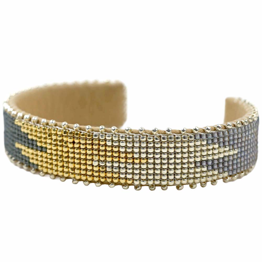 [訳ありアウトレット/付属品なし] エトキー ETKIE バングル カフ ブレスレット ビーズ×レザーバングル FREEサイズ レディース メンズ ユニセックス Cuff : Drew glass c