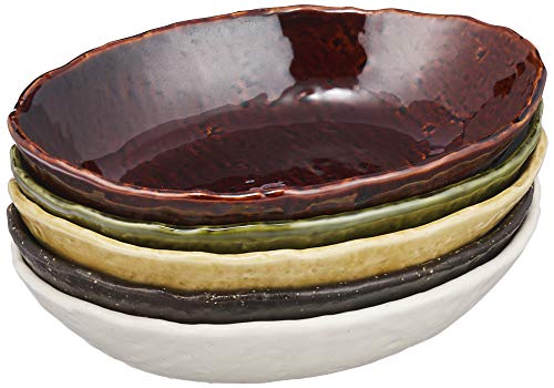 西海陶器楕円 多用 鉢 あじわい 日本製 18.5 × 13.5 cm 5個 セット 13353