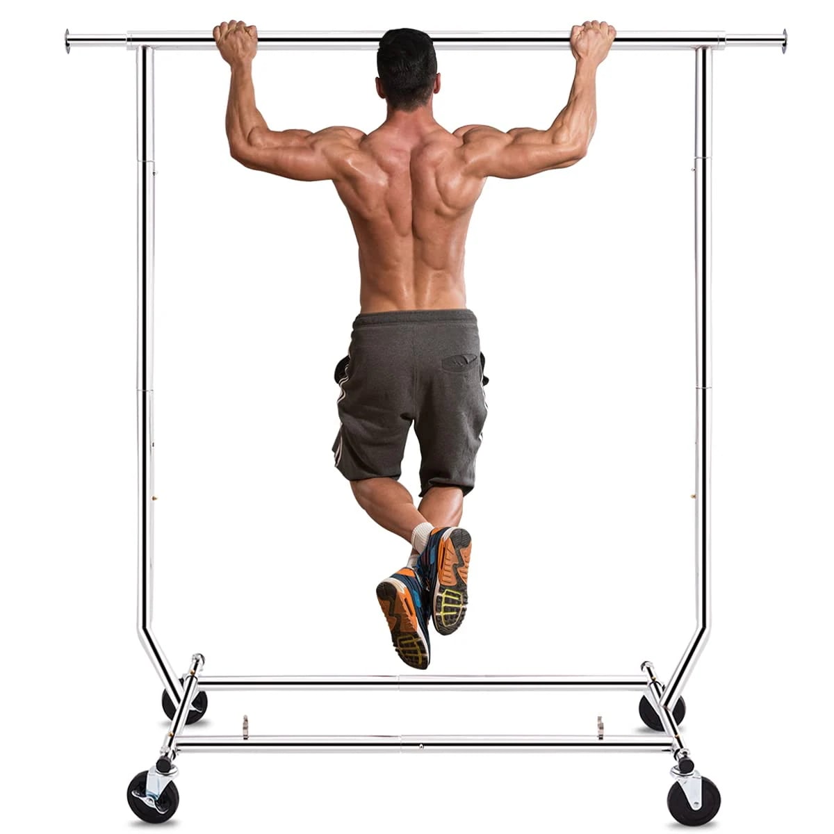 ハンガーラック パイプハンガーラック 耐荷重200KG 業務用 大容量 物干し スタンド 洋服ハンガー 衣類収納 棚付き 縦横伸縮 高さ調節可能 1段/2段