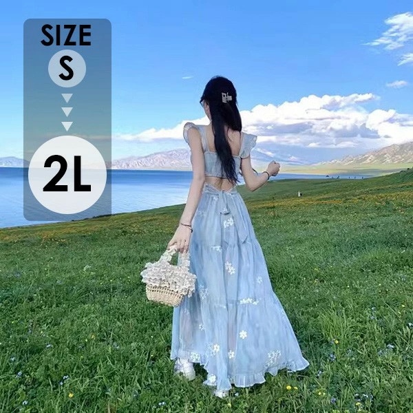 リゾートワンピース レディース サマードレス ロング丈ワンピース ハワイ 沖縄 旅行用 大人 20代 30代 40代 可愛い お洒落 ふんわり 薄手 dd097c6c6m6