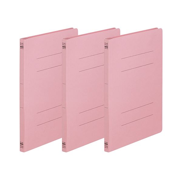 （まとめ）TANOSEE フラットファイル（ノンステープルタイプ）A4タテ 150枚収容 背幅18mm ピンク 1パック（3冊）50セット