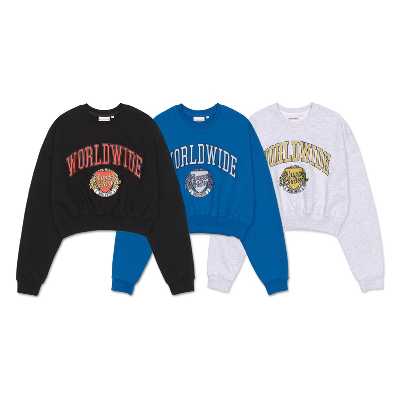 [NMIXX ジウ 着用] COLLEGE LOGO SWEATSHIRT 韓国 アイドル クロップド丈 トップス レディース メンズ 冬 8,026円