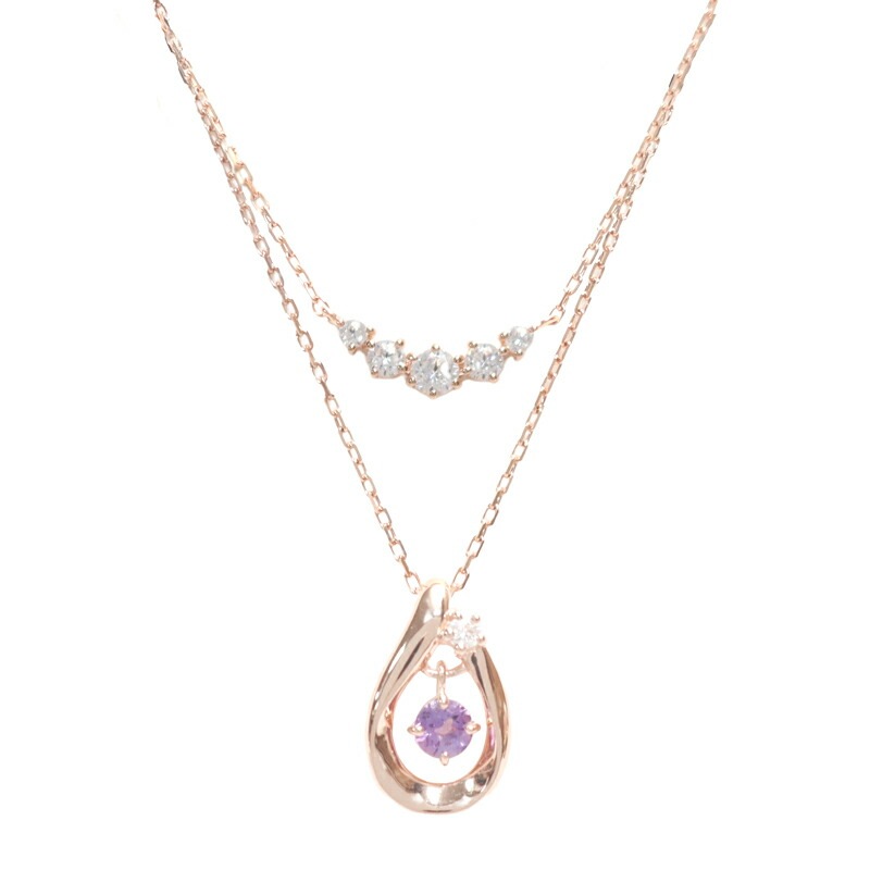 ネックレス 2本セット レディース 2月 誕生石 誕生日 しずくモチーフ シルバー素材 祝い