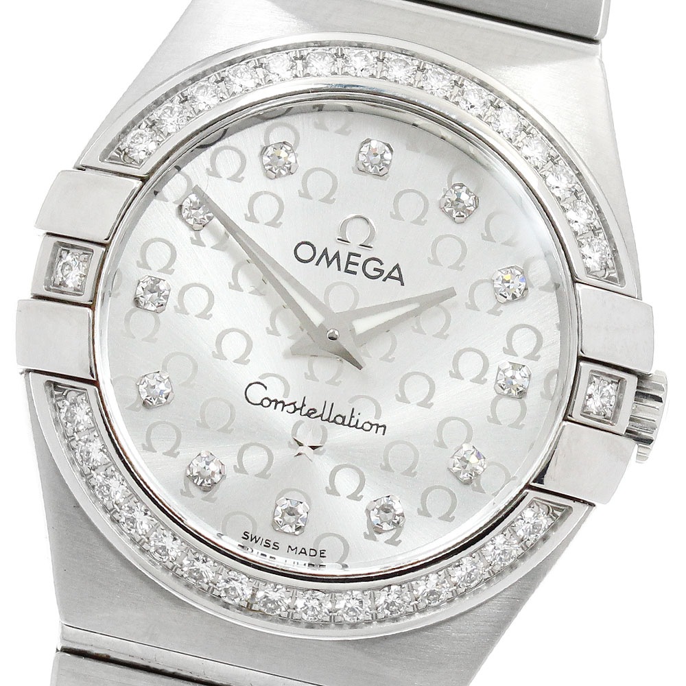 オメガ OMEGA 123.15.27.60.52.001 コンステレーション ブラッシュ 12P ダイヤベゼル クォーツ レディース 保証書付き_954145【中古】