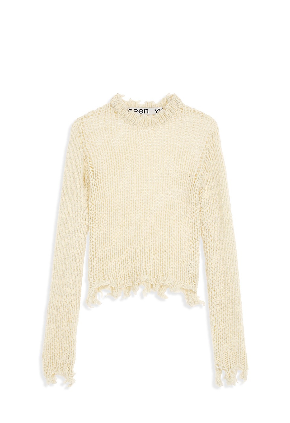 【OPEN Yy】 25FW DISTRESSED CROP KNIT : CREAM