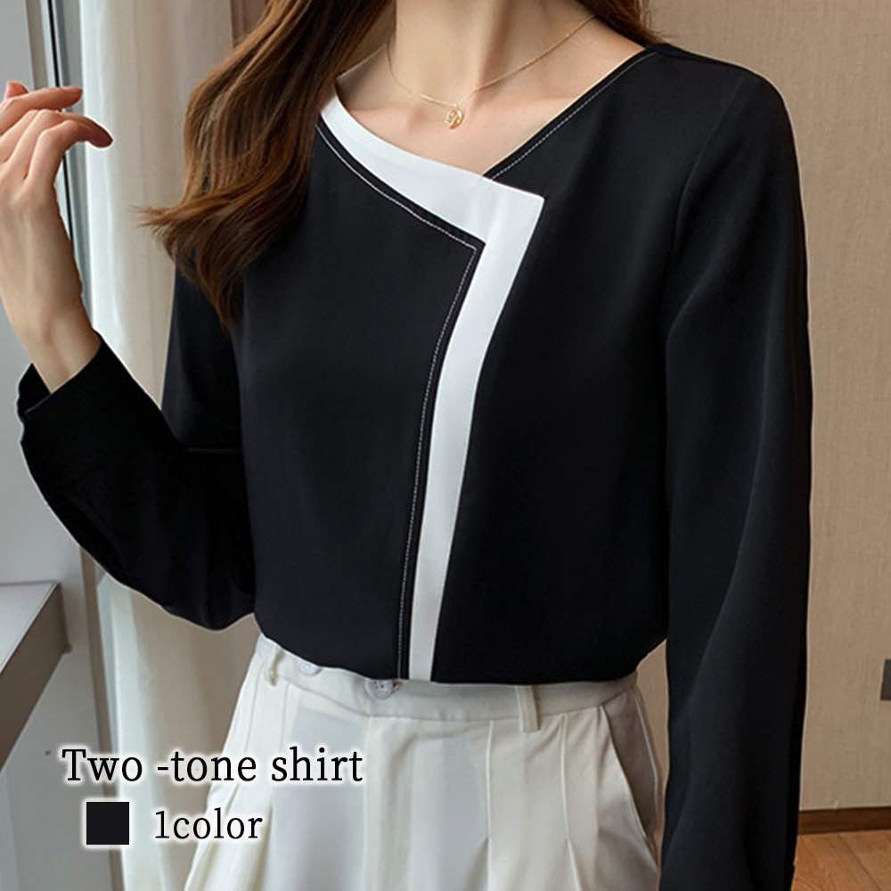 ブラウス レディース ツートンシャツ 事務服 フリル 高品質 Tシャツ 春 スーツ ボウタイ ワンピース 人気 ノーアイロン 秋 きれいめ 白 オフィス 50代 冬 安い ブランド 長袖 シャツ カジ