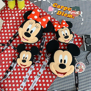 メッセンジャーバッグかわいい子供のミニーミッキーショルダーコイン財布漫画シリコーン口紅電話バッグ