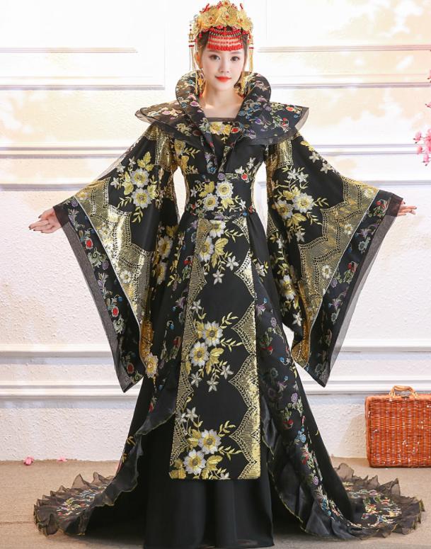 9色　超豪華皇帝皇后仮装コスプレ衣装　中国古代宮廷衣装　華流チャイナドレス　漢唐時代中国風ウエディングドレス　代役男性用可舞台演出衣装　ステージ衣装　スパンコール刺繍振袖引き裾唐装漢服　お姫様貴妃衣装
