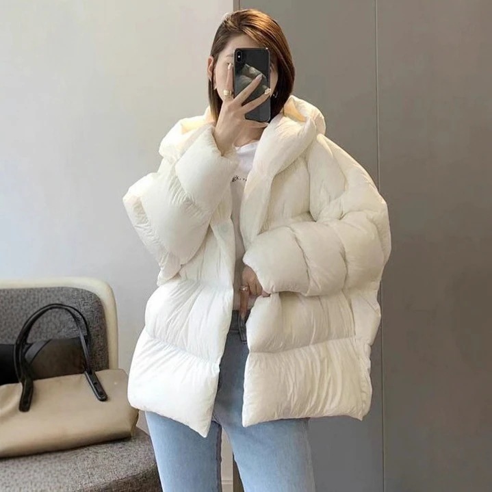 無裏地直充填 フード付き グースダウン レディース ショート 加厚 冬