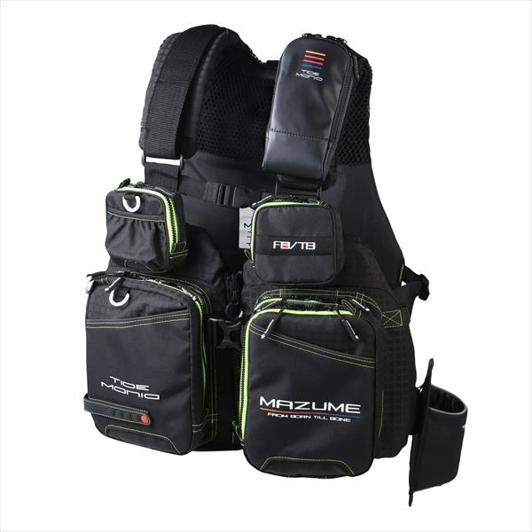 mazume ライフジャケット MZLJ-831 mazume タイドマニアライフジャケット ブラック×ライム フリー