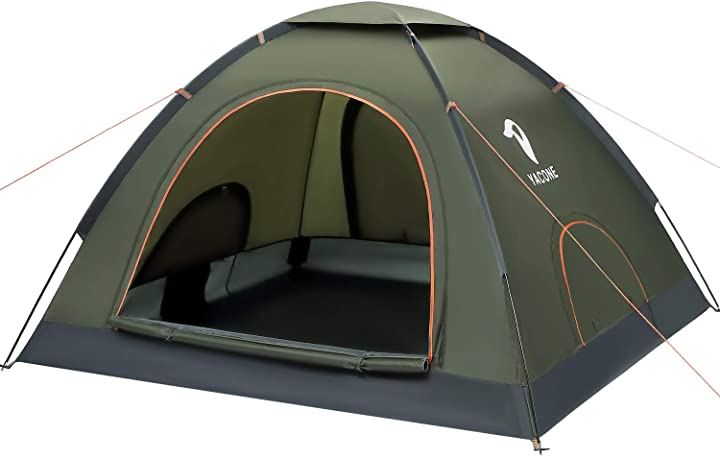 テント アウトドア コンパクト 自立式 撥水加工 PU2000mm ハイキング キャンプ 折りたたみ 組立簡単 防水 通気性 1～2人用(オリーブドラブ, 2人)