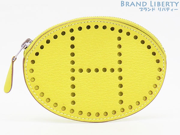 未使用エルメスエブリンコインケースコインパース小銭入れライムイエローシェーブル