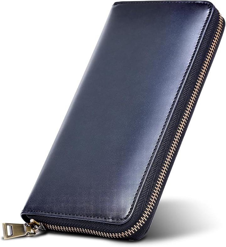 長財布 メンズ 本革手染め仕上げ 日本製 アンティークレザー 高級 薄型 大容量 カード収納 ラウンドファスナー ギフト プレゼント (ブラック)