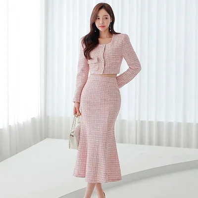 小香カバー2025春の有名な気質のコートヒップの魚の尾の半身スカートの2セットの女性を包みます