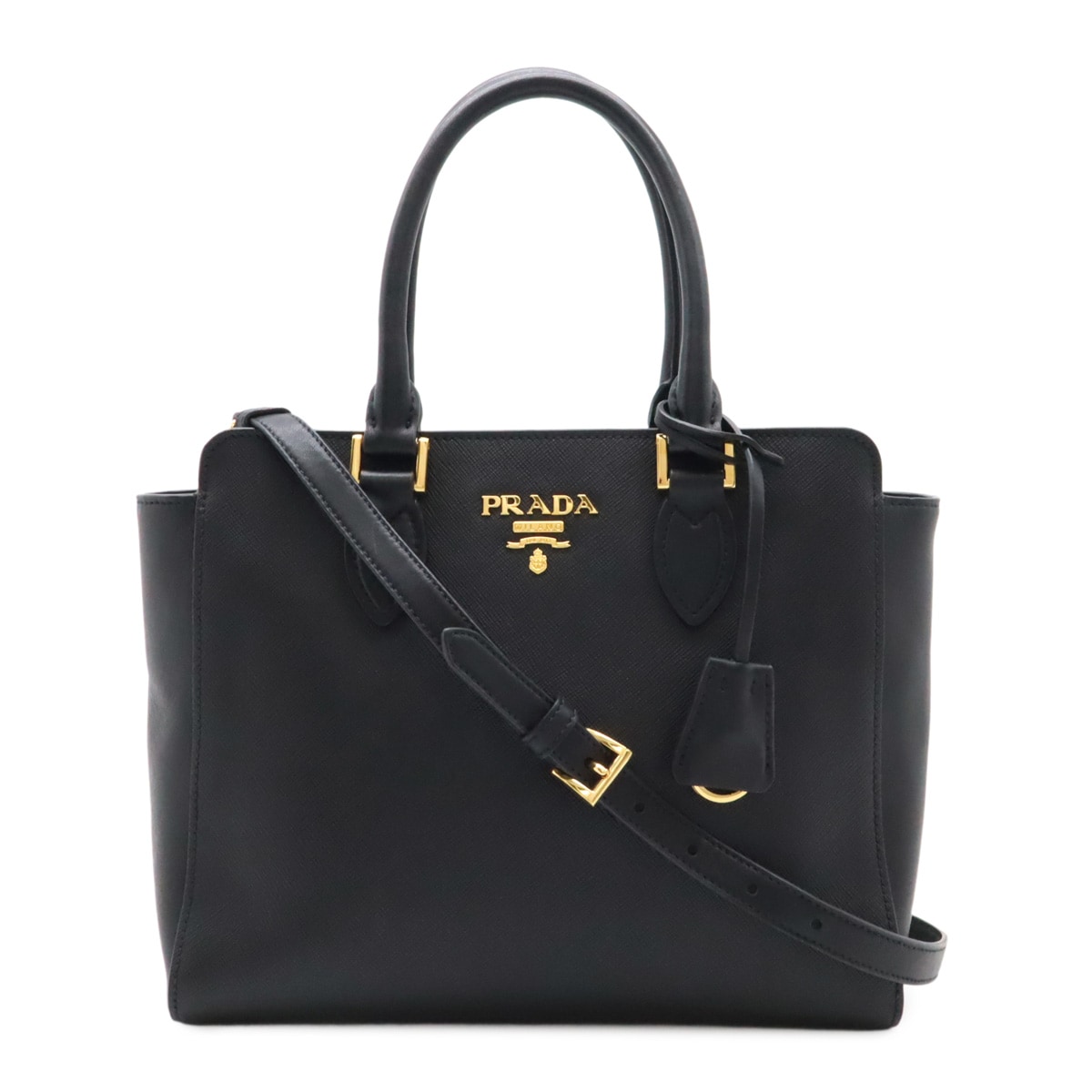 SAFFIANO ハンドバッグ トートバッグ 2WAY ショルダーバッグ サフィアーノ レザー NERO 黒 ブラック ゴールド金具 1BA11