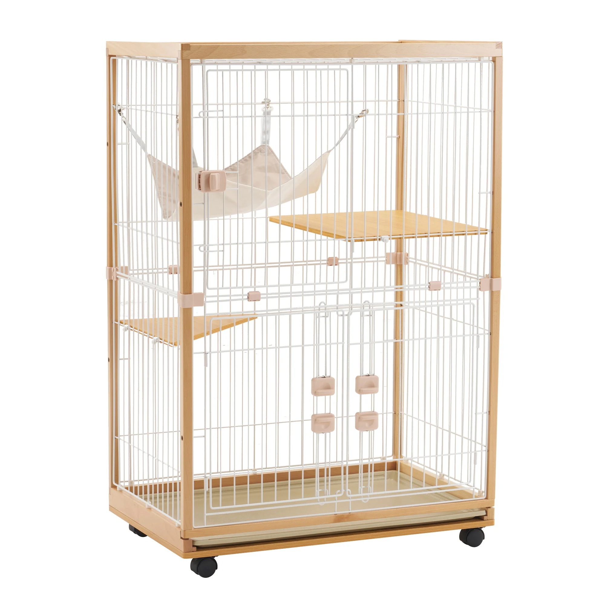 【179】【2025年新仕様】【元SKU：TX294087】猫 ケージ キャットケージ 2段 木製フレーム ハンモック付 広々 大型 猫ゲージ 高級感 おしゃれ キャットハウス ネコ ハウス 多段 留 21,458円