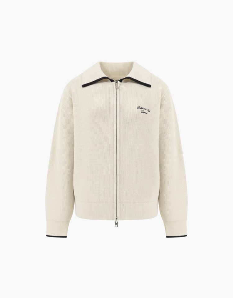 【DEPOUND】 COLLAR ZIP UP CARDIGAN : IVORY