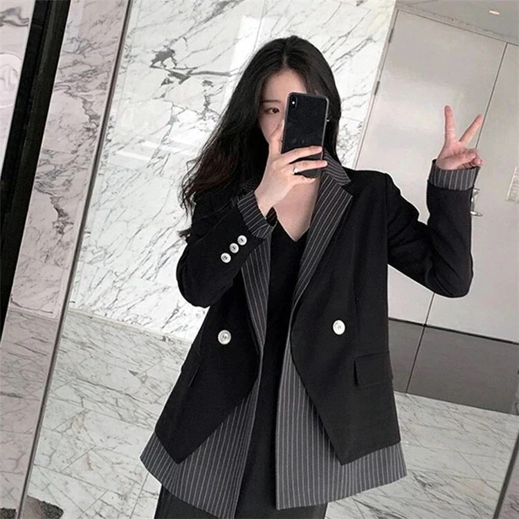 スーツ春秋 女性 おしゃれ カジュアル ゆったり 切り替え スーツジャケット冬アウター
